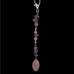 Purple and Pink Amethyst Beaded Keychain